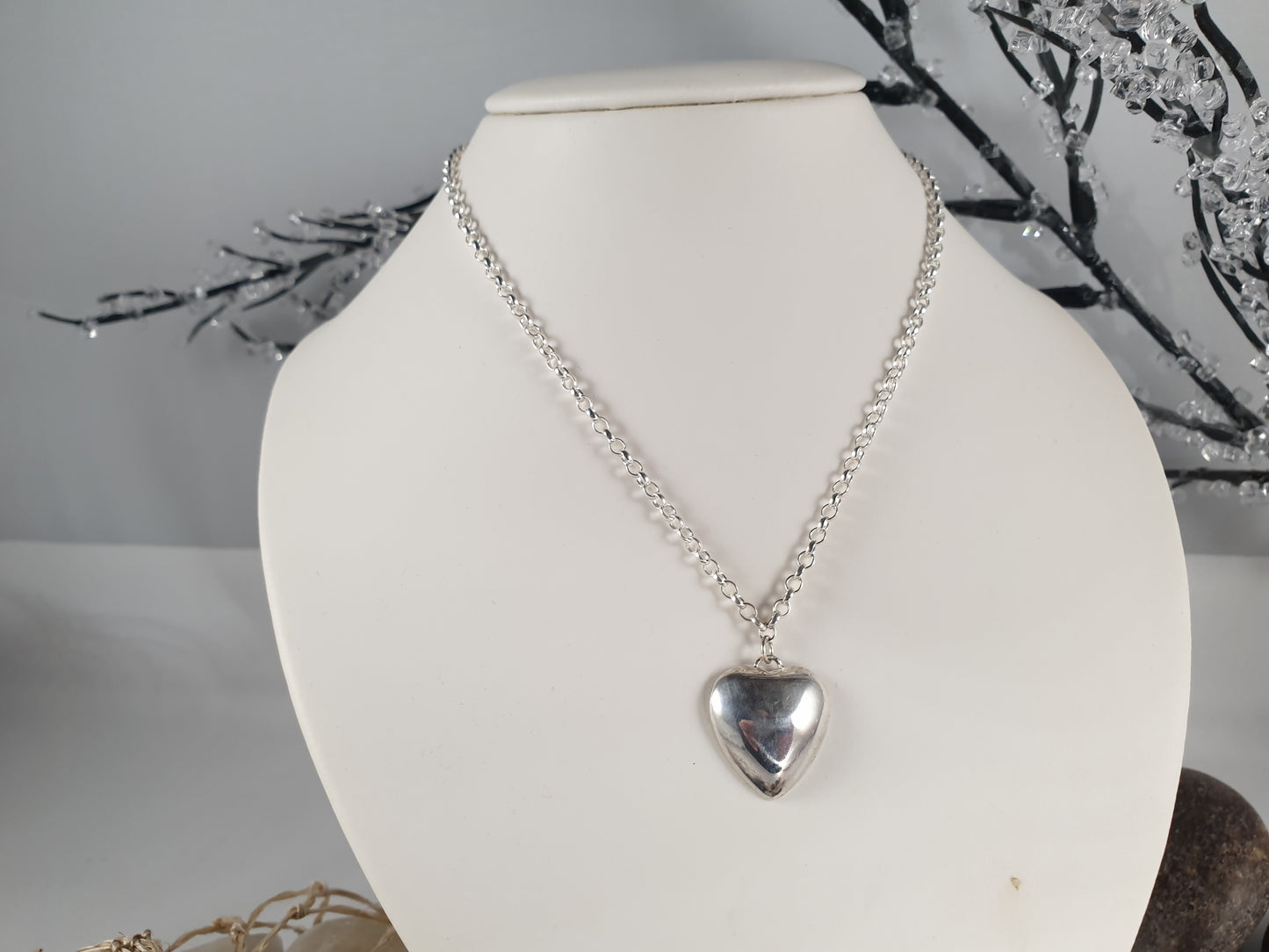 Solid Sterling Silver Heart and Chain