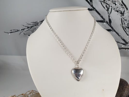 Solid Sterling Silver Heart and Chain